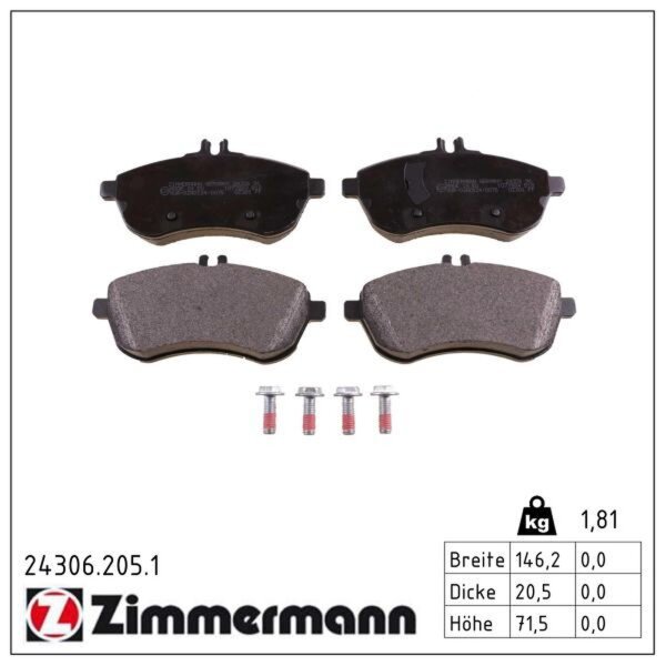 ZIMMERMANN 24306.205.1 Bremsbelagsatz, Scheibenbremse