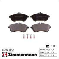 ZIMMERMANN 24306.205.1 Bremsbelagsatz, Scheibenbremse