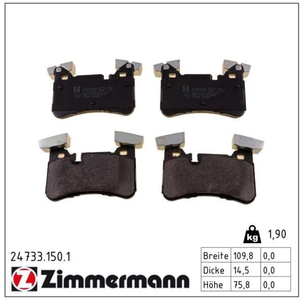 ZIMMERMANN 24733.150.1 Bremsbelagsatz, Scheibenbremse