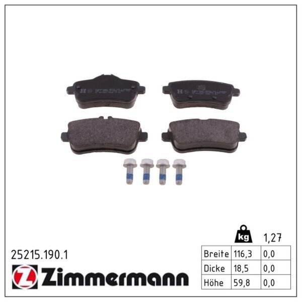 ZIMMERMANN 25215.190.1 Bremsbelagsatz, Scheibenbremse