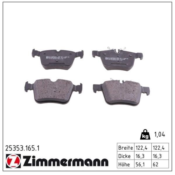 ZIMMERMANN 25353.165.1 Bremsbelagsatz, Scheibenbremse
