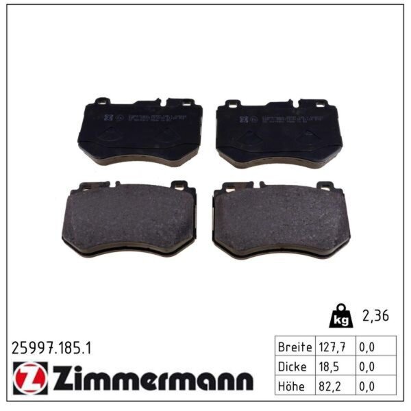 ZIMMERMANN 25997.185.1 Bremsbelagsatz, Scheibenbremse