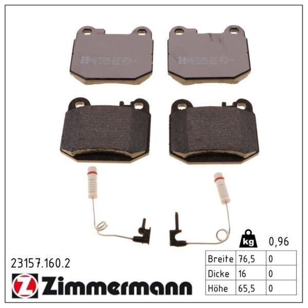ZIMMERMANN 23157.160.2 Bremsbelagsatz, Scheibenbremse