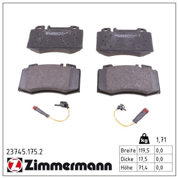 ZIMMERMANN 23745.175.2 Bremsbelagsatz, Scheibenbremse