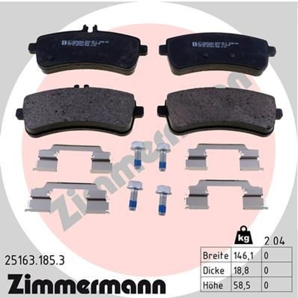 ZIMMERMANN 25163.185.3 Bremsbelagsatz, Scheibenbremse