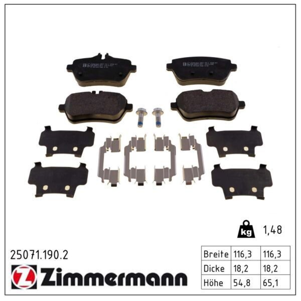 ZIMMERMANN 25071.190.2 Bremsbelagsatz, Scheibenbremse