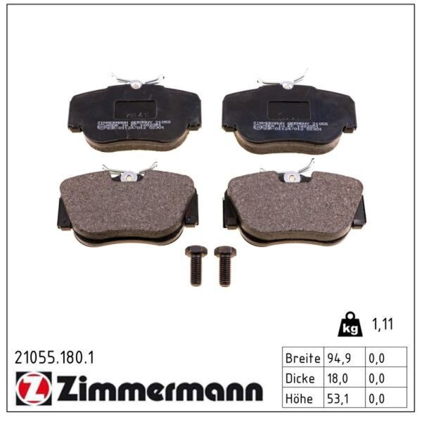 ZIMMERMANN 21055.180.1 Bremsbelagsatz, Scheibenbremse