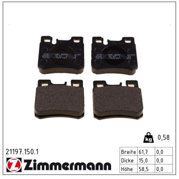 ZIMMERMANN 21197.150.1 Bremsbelagsatz, Scheibenbremse