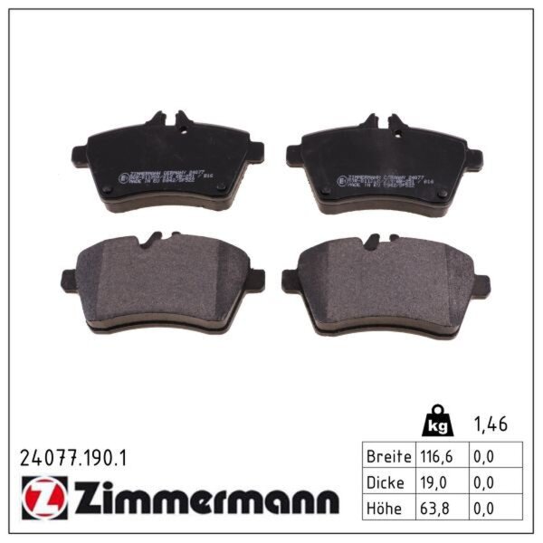 ZIMMERMANN 24077.190.1 Bremsbelagsatz, Scheibenbremse