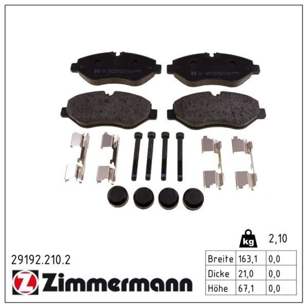 ZIMMERMANN 29192.210.2 Bremsbelagsatz, Scheibenbremse