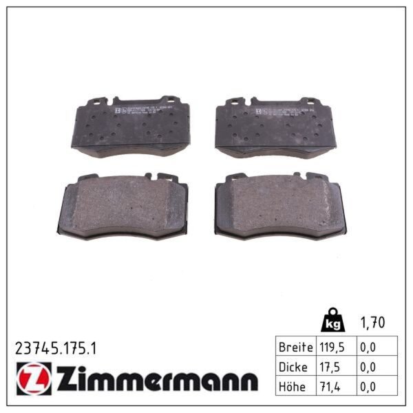 ZIMMERMANN 23745.175.1 Bremsbelagsatz, Scheibenbremse