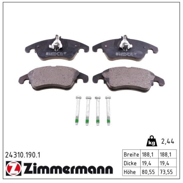 ZIMMERMANN 24310.190.1 Bremsbelagsatz, Scheibenbremse