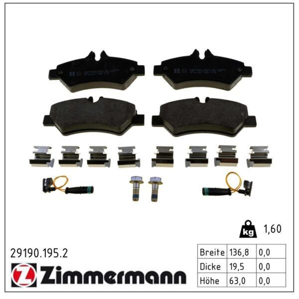 ZIMMERMANN 29190.195.2 Bremsbelagsatz, Scheibenbremse