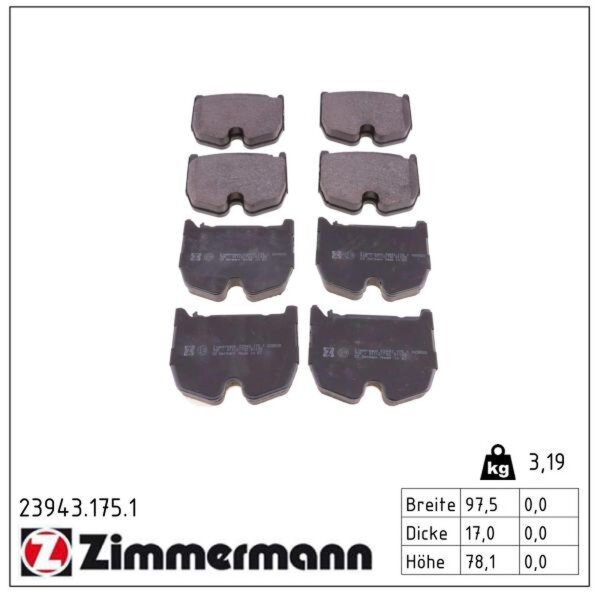 ZIMMERMANN 23943.175.1 Bremsbelagsatz, Scheibenbremse