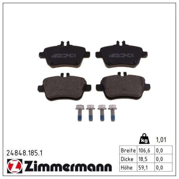 ZIMMERMANN 24848.185.1 Bremsbelagsatz, Scheibenbremse