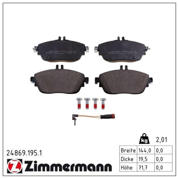 ZIMMERMANN 24869.195.1 Bremsbelagsatz, Scheibenbremse