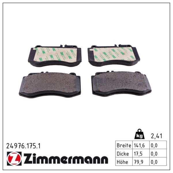 ZIMMERMANN 24976.175.1 Bremsbelagsatz, Scheibenbremse
