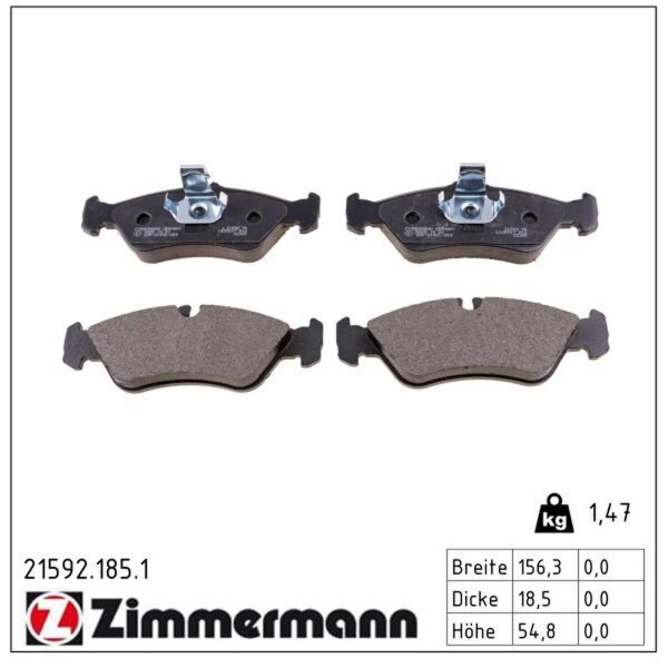 ZIMMERMANN 21592.185.1 Bremsbelagsatz, Scheibenbremse