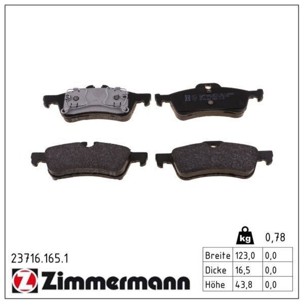ZIMMERMANN 23716.165.1 Bremsbelagsatz, Scheibenbremse