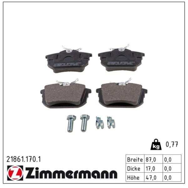ZIMMERMANN 21861.170.1 Bremsbelagsatz, Scheibenbremse