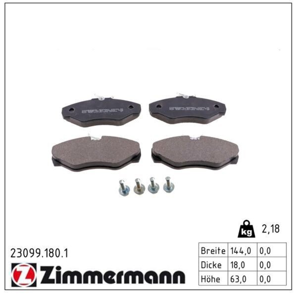ZIMMERMANN 23099.180.1 Bremsbelagsatz, Scheibenbremse