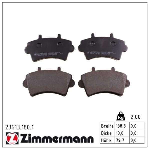 ZIMMERMANN 23613.180.1 Bremsbelagsatz, Scheibenbremse