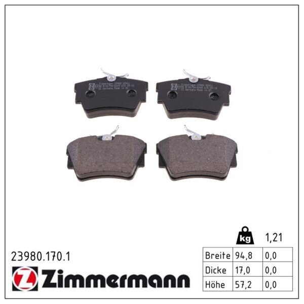 ZIMMERMANN 23980.170.1 Bremsbelagsatz, Scheibenbremse