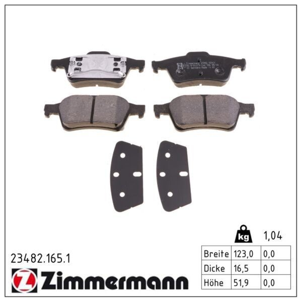 ZIMMERMANN 23482.165.1 Bremsbelagsatz, Scheibenbremse