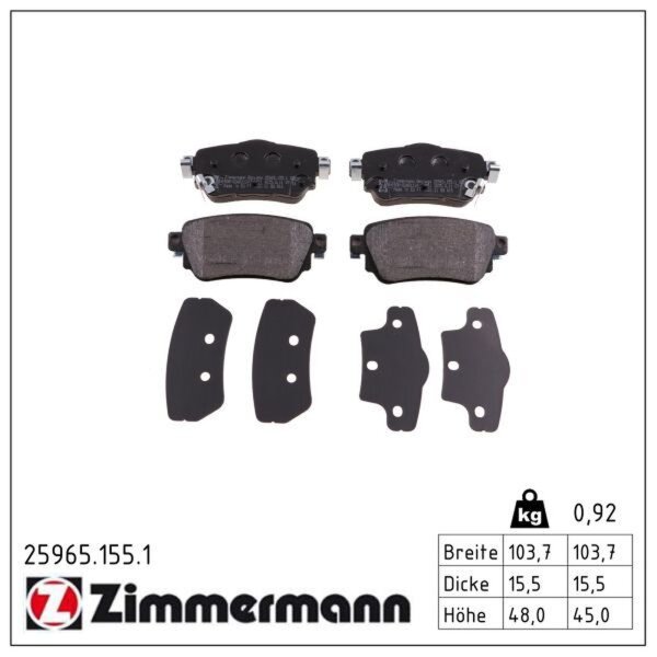 ZIMMERMANN 25965.155.1 Bremsbelagsatz, Scheibenbremse