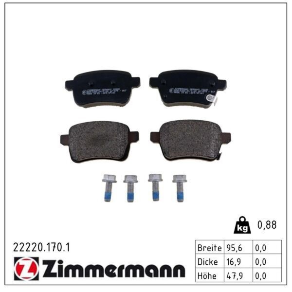ZIMMERMANN 22220.170.1 Bremsbelagsatz, Scheibenbremse