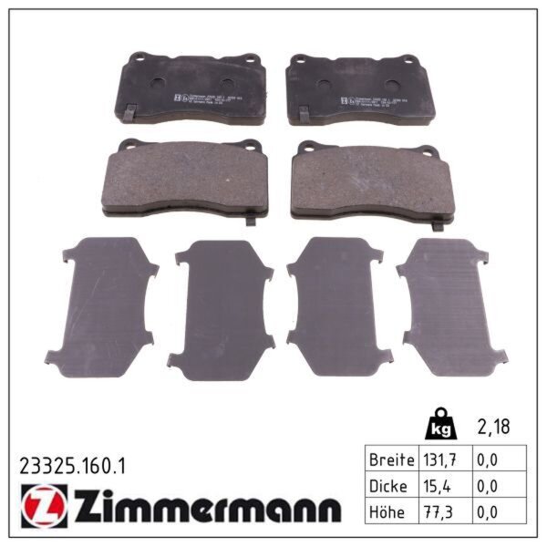 ZIMMERMANN 23325.160.1 Bremsbelagsatz, Scheibenbremse