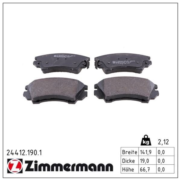 ZIMMERMANN 24412.190.1 Bremsbelagsatz, Scheibenbremse
