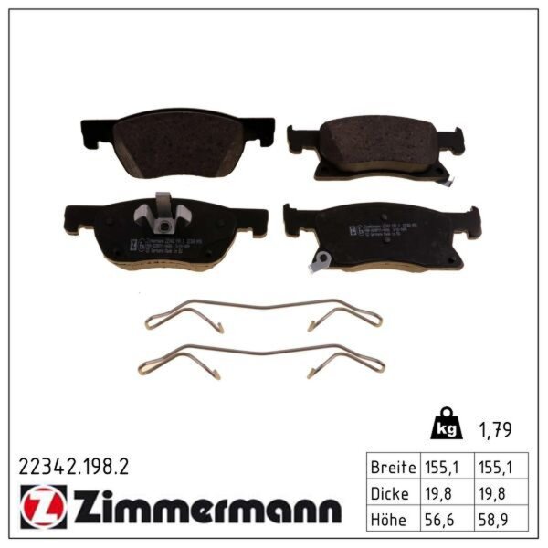 ZIMMERMANN 22342.198.2 Bremsbelagsatz, Scheibenbremse