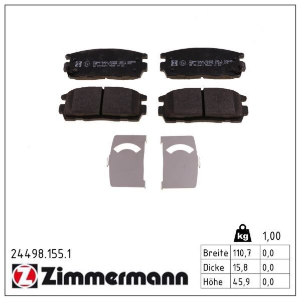 ZIMMERMANN 24498.155.1 Bremsbelagsatz, Scheibenbremse