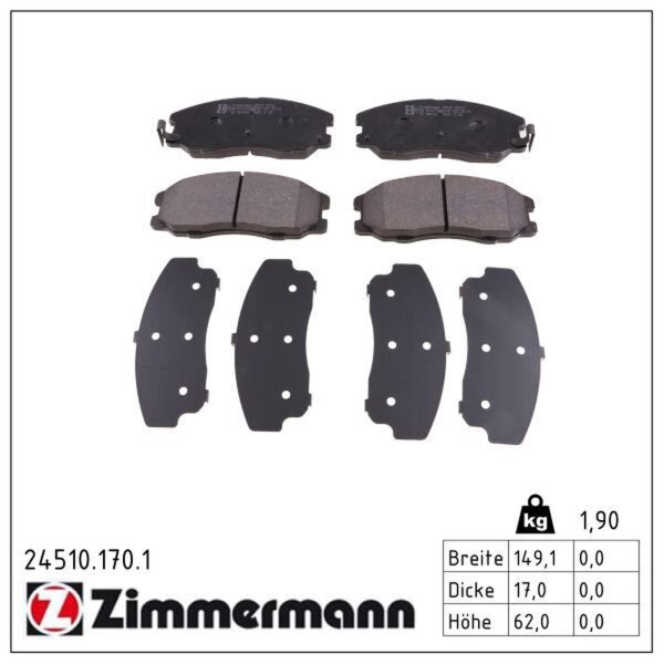 ZIMMERMANN 24510.170.1 Bremsbelagsatz, Scheibenbremse
