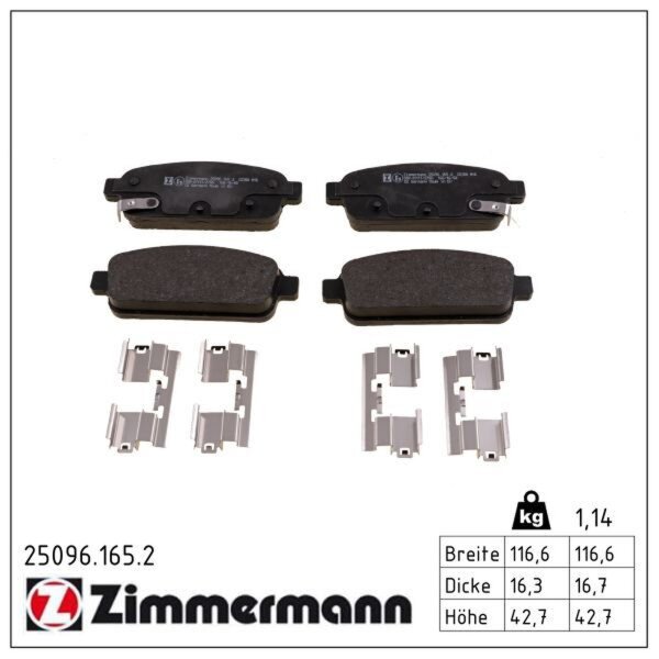 ZIMMERMANN 25096.165.2 Bremsbelagsatz, Scheibenbremse