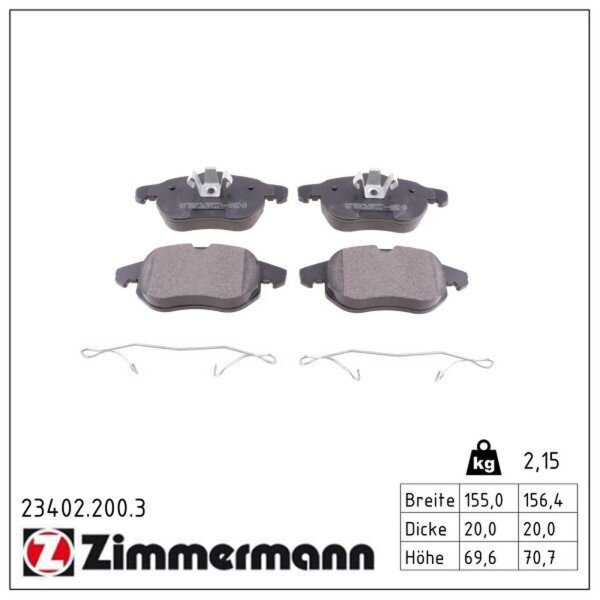 ZIMMERMANN 23402.200.3 Bremsbelagsatz, Scheibenbremse
