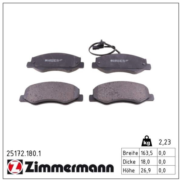 ZIMMERMANN 25172.180.1 Bremsbelagsatz, Scheibenbremse