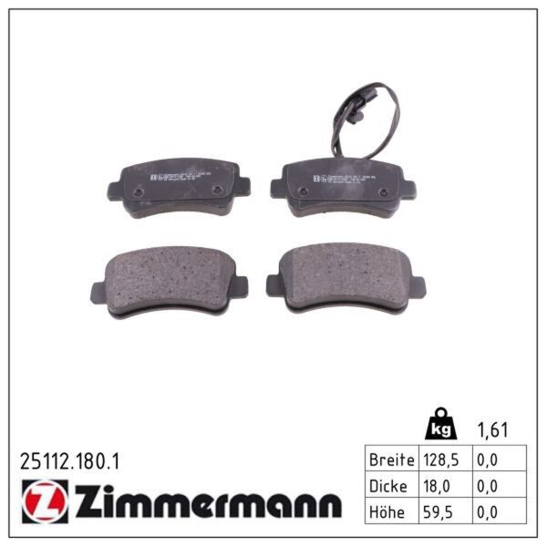 ZIMMERMANN 25112.180.1 Bremsbelagsatz, Scheibenbremse