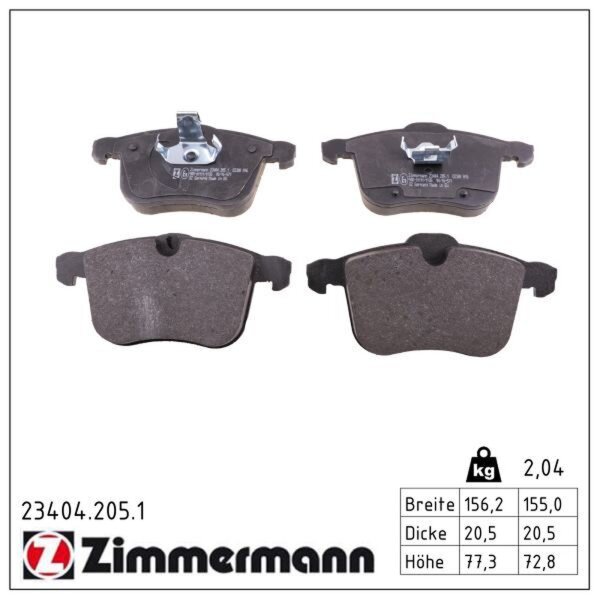 ZIMMERMANN 23404.205.1 Bremsbelagsatz, Scheibenbremse