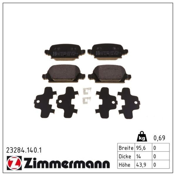 ZIMMERMANN 23284.140.1 Bremsbelagsatz, Scheibenbremse