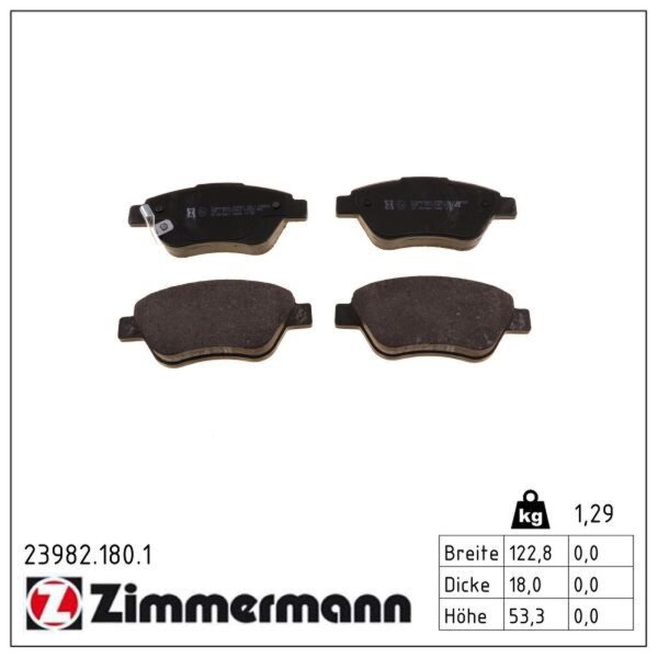 ZIMMERMANN 23982.180.1 Bremsbelagsatz, Scheibenbremse