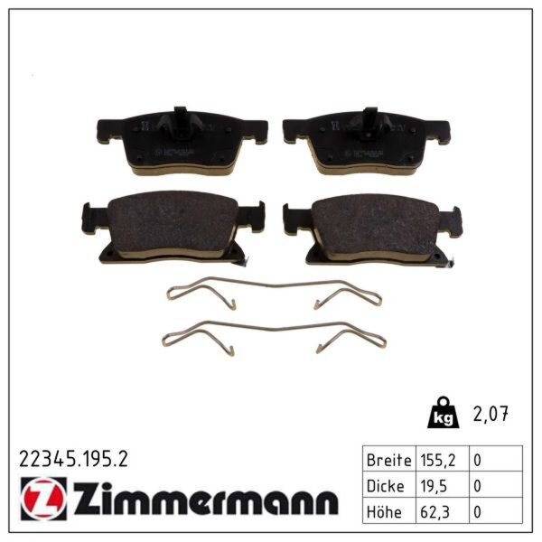 ZIMMERMANN 22345.195.2 Bremsbelagsatz, Scheibenbremse