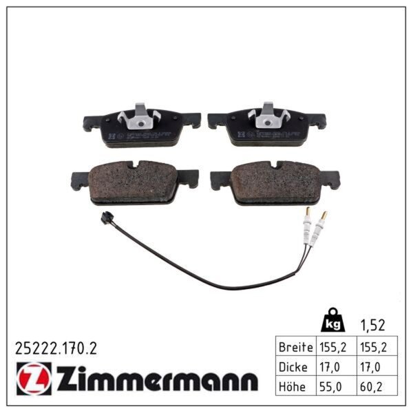 ZIMMERMANN 25222.170.2 Bremsbelagsatz, Scheibenbremse