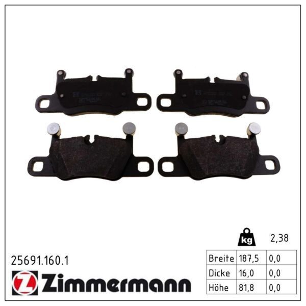 ZIMMERMANN 25691.160.1 Bremsbelagsatz, Scheibenbremse