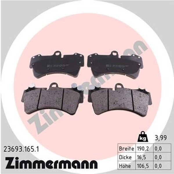 ZIMMERMANN 23693.165.1 Bremsbelagsatz, Scheibenbremse