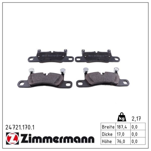 ZIMMERMANN 24721.170.1 Bremsbelagsatz, Scheibenbremse