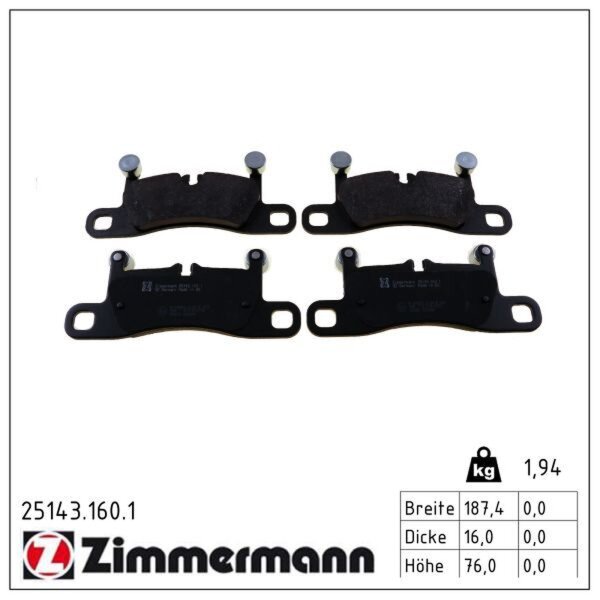 ZIMMERMANN 25143.160.1 Bremsbelagsatz, Scheibenbremse