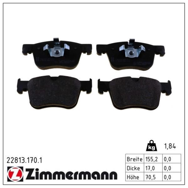 ZIMMERMANN 22813.170.1 Bremsbelagsatz, Scheibenbremse