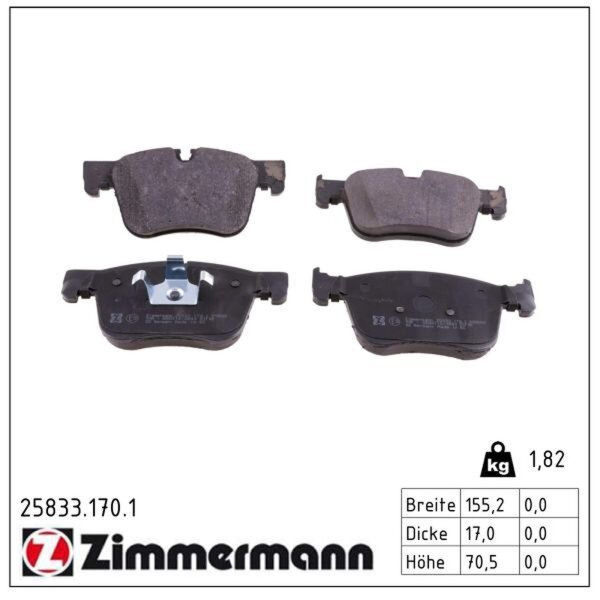 ZIMMERMANN 25833.170.1 Bremsbelagsatz, Scheibenbremse